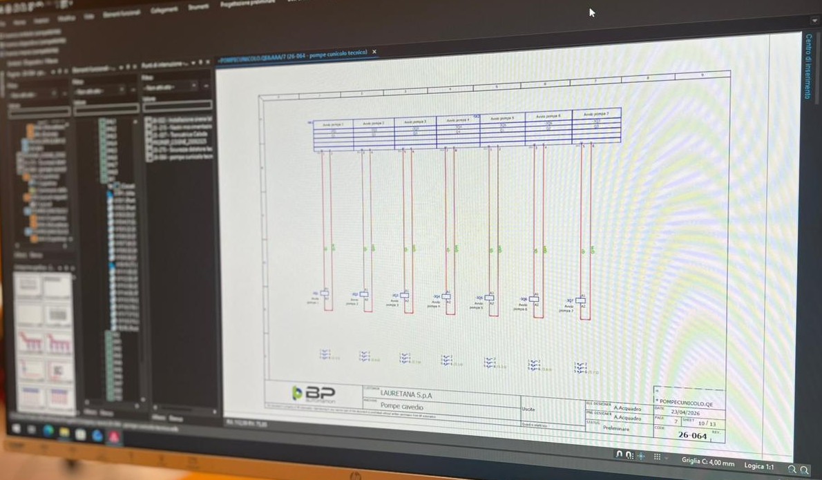 Schema elettrico progettato in EPLAN Electric P8 — quadro pompe BP Automation